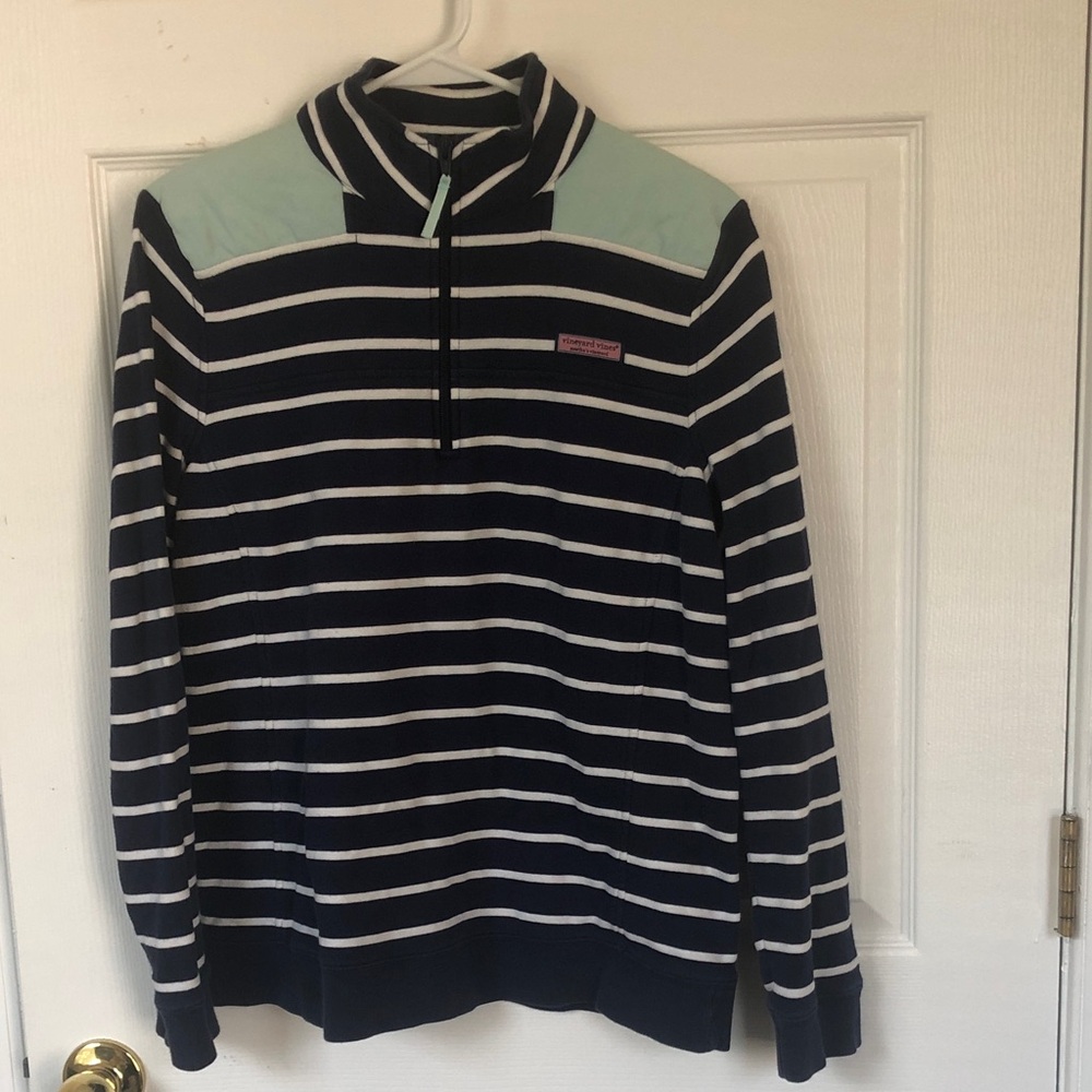 Vineyard Vines Women’s Navy and Light Blue Zip-Up Sweater